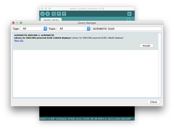 Install ACROBOTIC SSD1306 Library in Arduino IDE