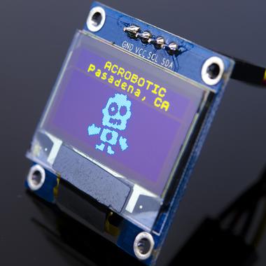ACROBOTIC 0.96in OLED Graphic Display I2C (SSD1306, 128x64 pixels, Blue/Yellow)